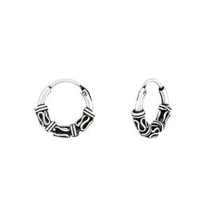 Sterling Silver Bali Hoop Earrings 10 mm